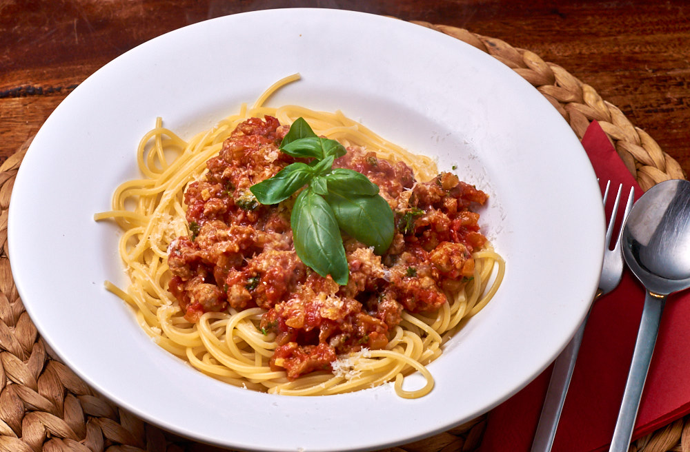 Spaghetti met tomaten vleessaus